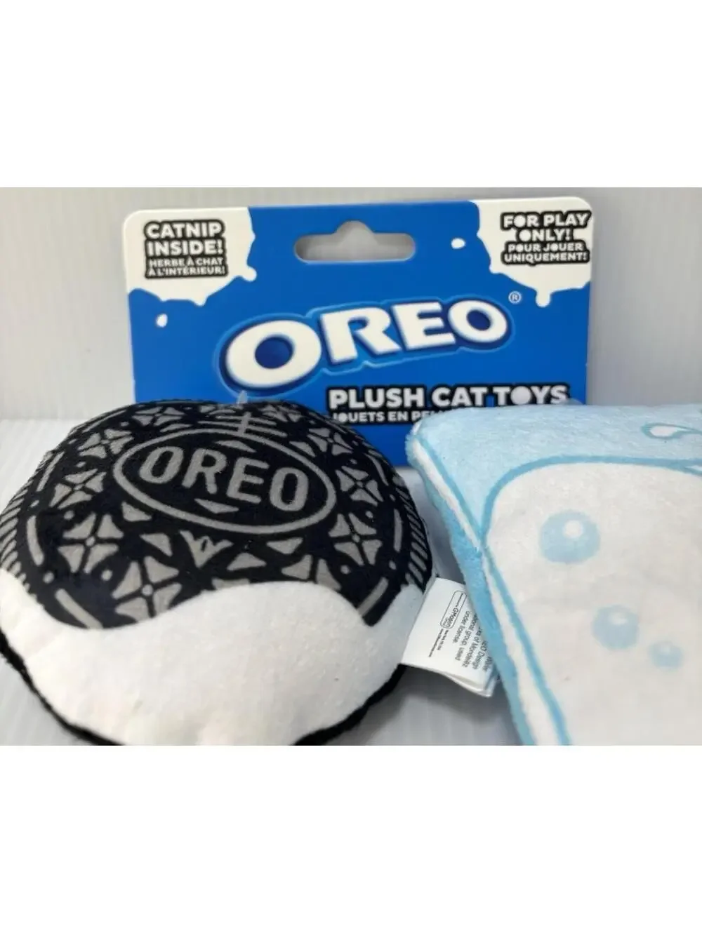 Oreo Plush Cat Kitten Toy Cookie Glass Milk with Catnip Soft Chew Play Time Fun